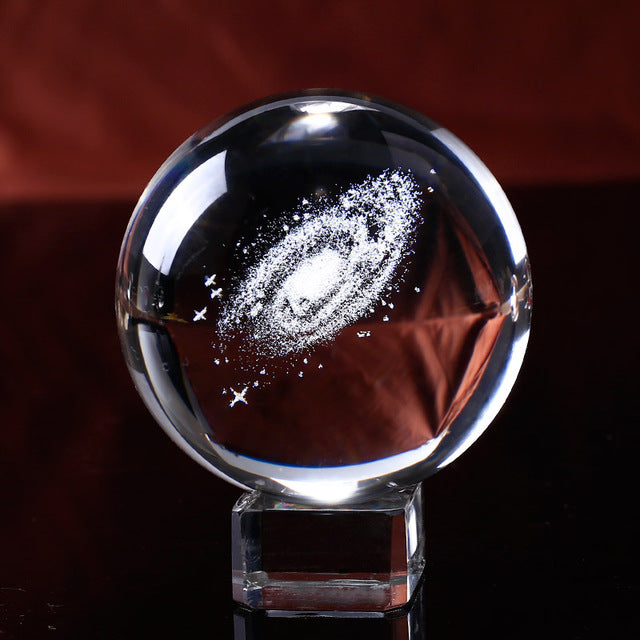 60mm 3D Laser Engraved Galaxy Glass Ball Quartz Crystal Home Decoration Accessories Miniatures Boy Gifts