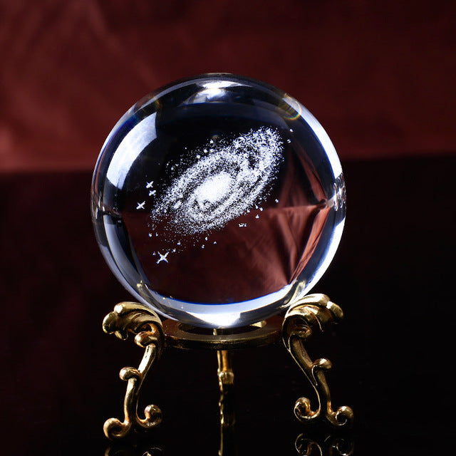 60mm 3D Laser Engraved Galaxy Glass Ball Quartz Crystal Home Decoration Accessories Miniatures Boy Gifts