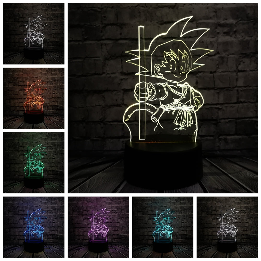 2018 3D Janpan Cartoon Super Goku Monkey USB LED Lamp 7 Dragon Ball Colorful Mood Bulb Night Lights Kids Toy Child Bedroom Decor