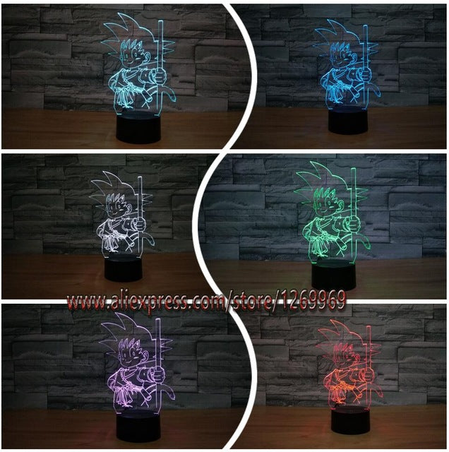 2018 3D Janpan Cartoon Super Goku Monkey USB LED Lamp 7 Dragon Ball Colorful Mood Bulb Night Lights Kids Toy Child Bedroom Decor